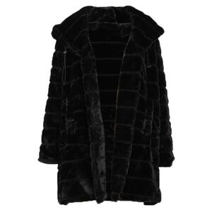 Luxurious Black Faux Fur open front Coat
